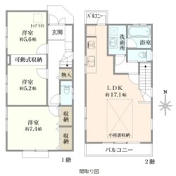 南向きバルコニーの３LDK(間取)